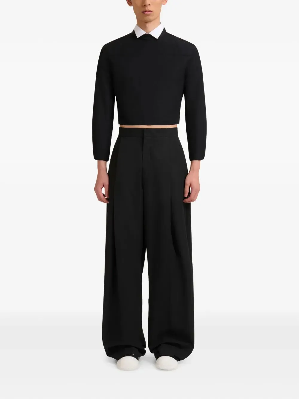 cotton wide-leg trousers
