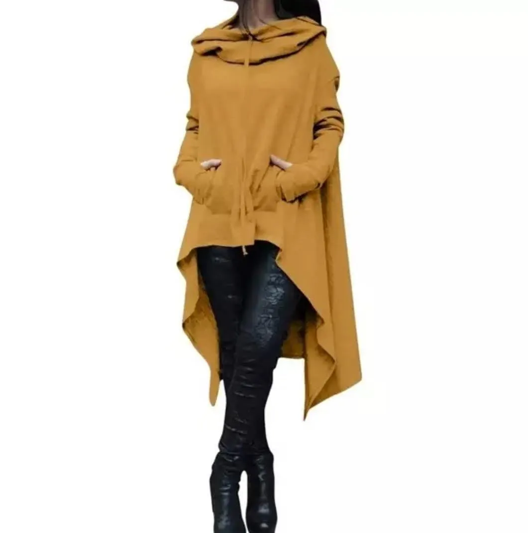 Cozy Autumn Poncho - Mustard