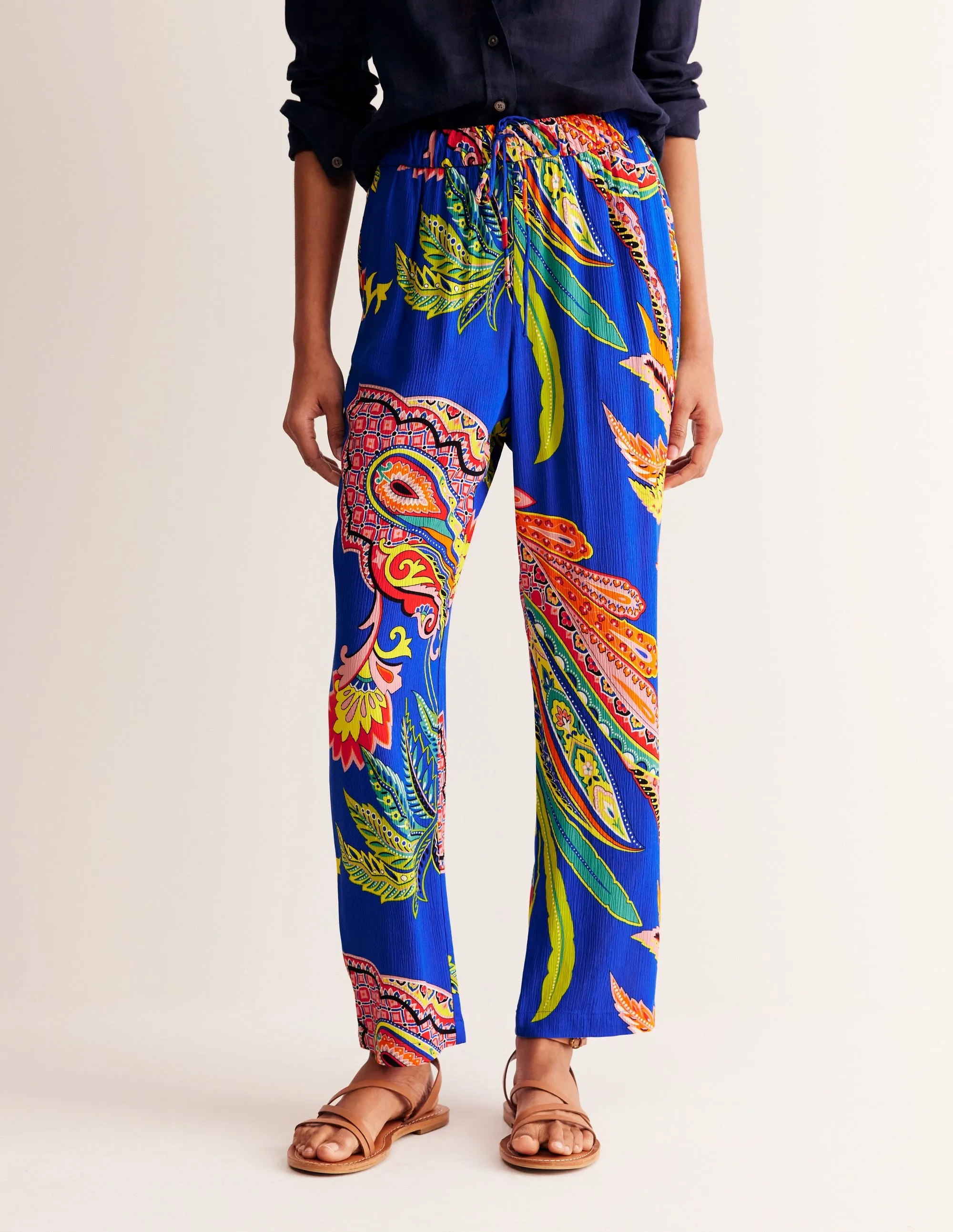 Crinkle Tapered Trousers-Multi, Vine Terrace