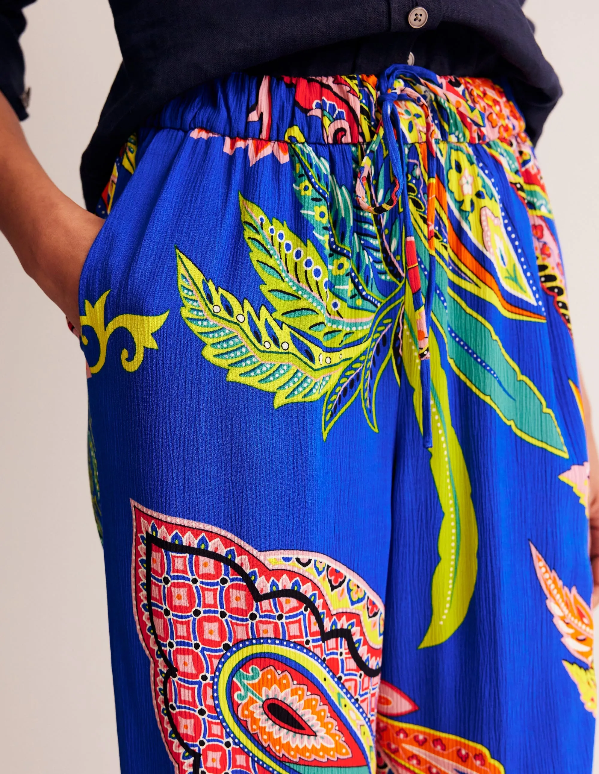 Crinkle Tapered Trousers-Multi, Vine Terrace