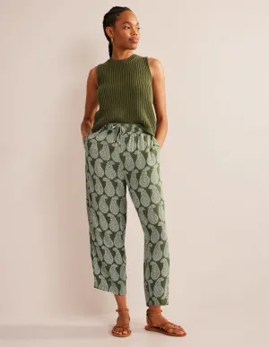 Crinkle Tapered Trousers-Spruce, Sweet Paisley