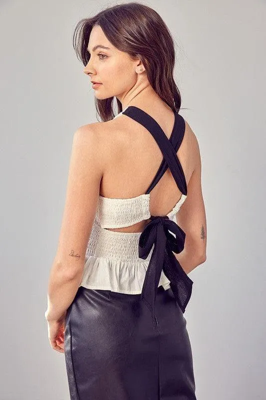 Do   Be Collection Smocked Criss Cross Back Top