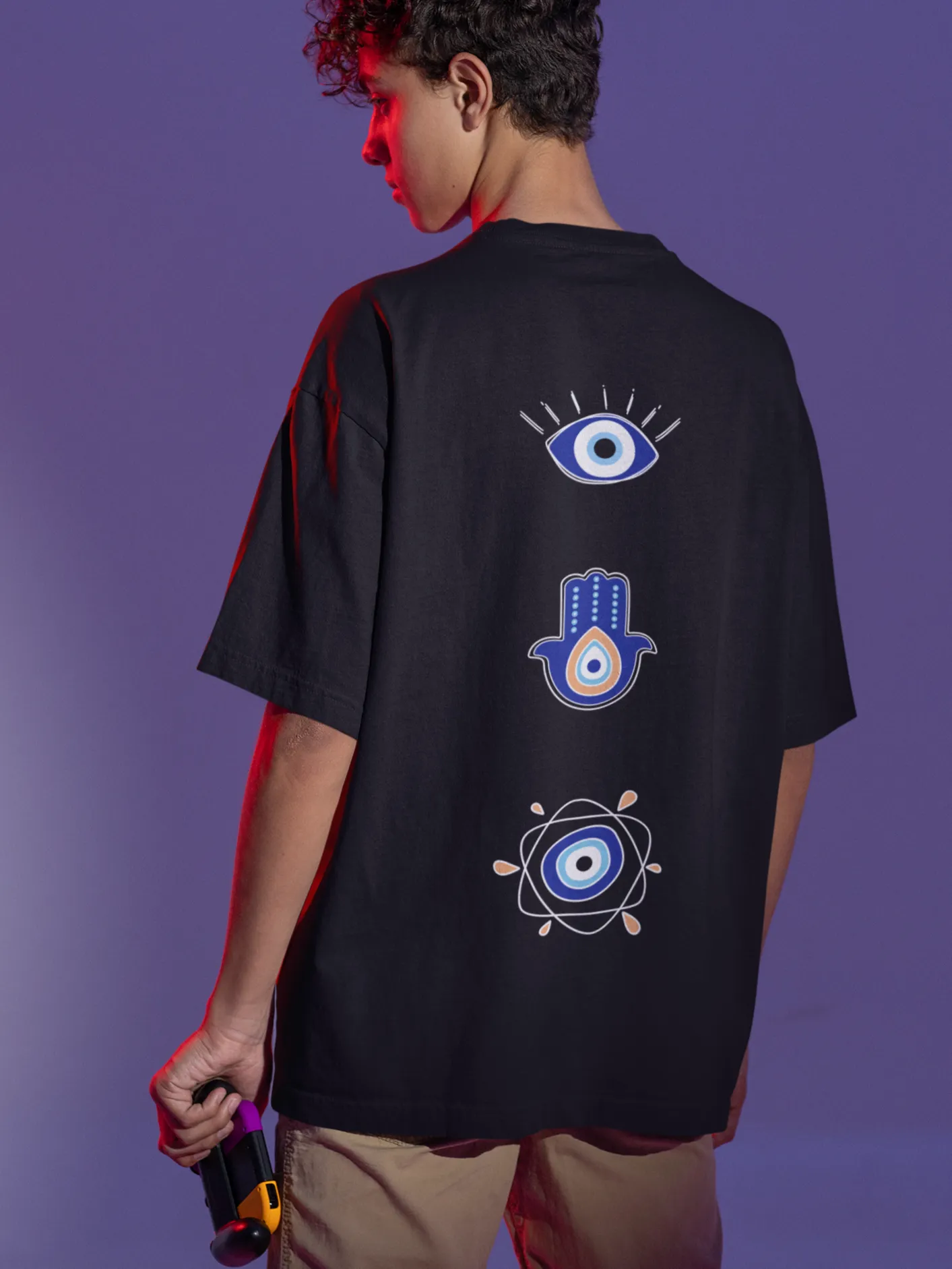 Evil Eye Back Printed Oversized T-shirts -- Unisex