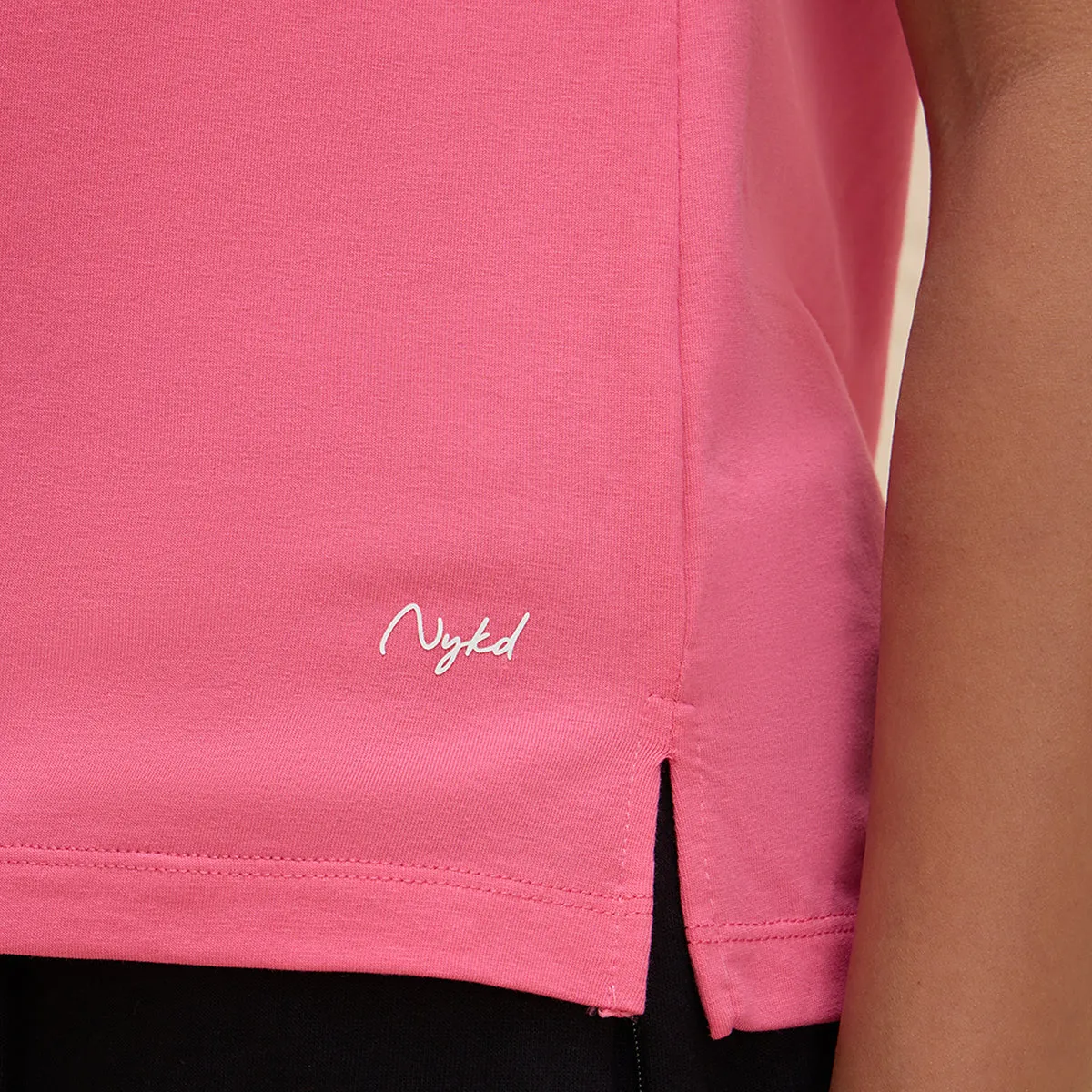 Extended Shoulder Cotton Tank Top with 2 Degree Cooling Tech-NYLE514-Pink