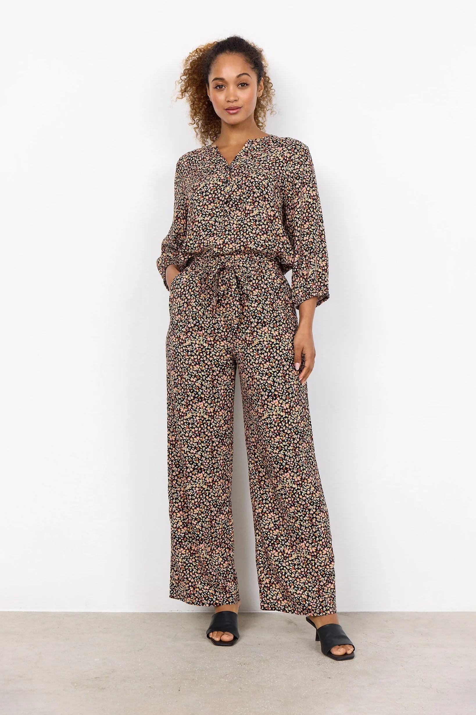 Farah Ditsy Print Blouse - Blush Combi