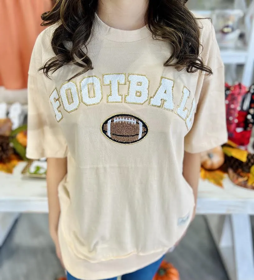 Football Patch Honey Wheat High Low Short Sleeve