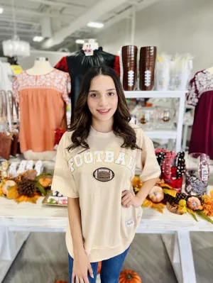 Football Patch Honey Wheat High Low Short Sleeve