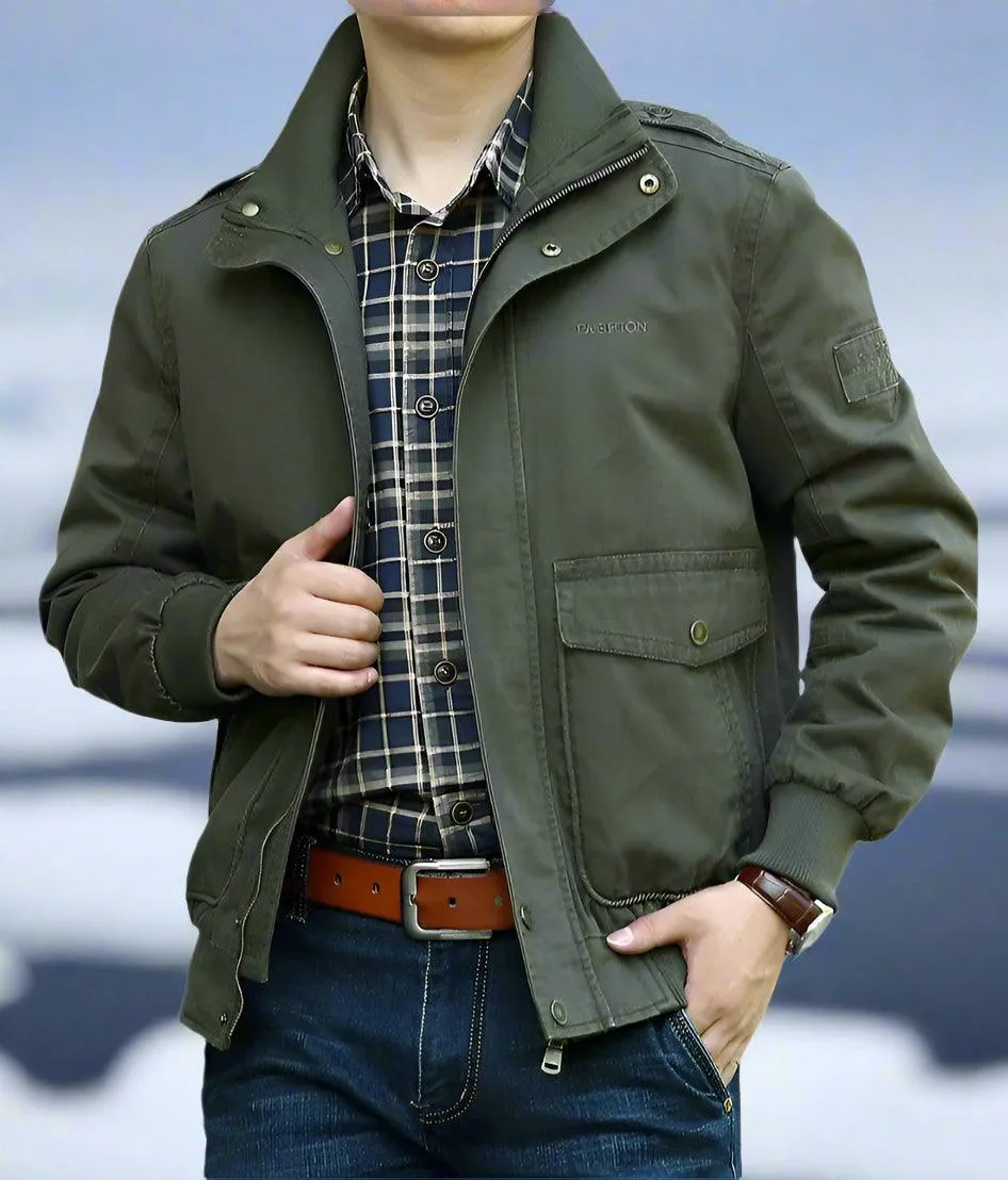 Functional Style Cotton Multi-Pocket Military Cargo Bomber Jacket for Men