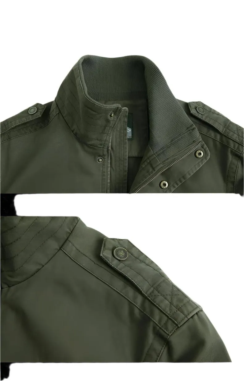 Functional Style Cotton Multi-Pocket Military Cargo Bomber Jacket for Men