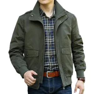 Functional Style Cotton Multi-Pocket Military Cargo Bomber Jacket for Men