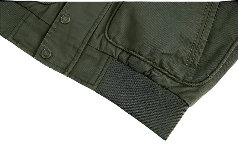 Functional Style Cotton Multi-Pocket Military Cargo Bomber Jacket for Men