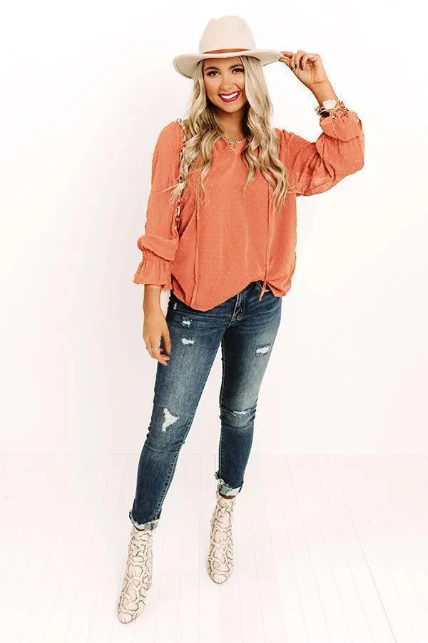Happier Than I Was Long Sleeve Swiss Dot Blouse