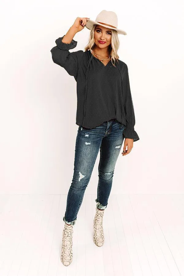 Happier Than I Was Long Sleeve Swiss Dot Blouse