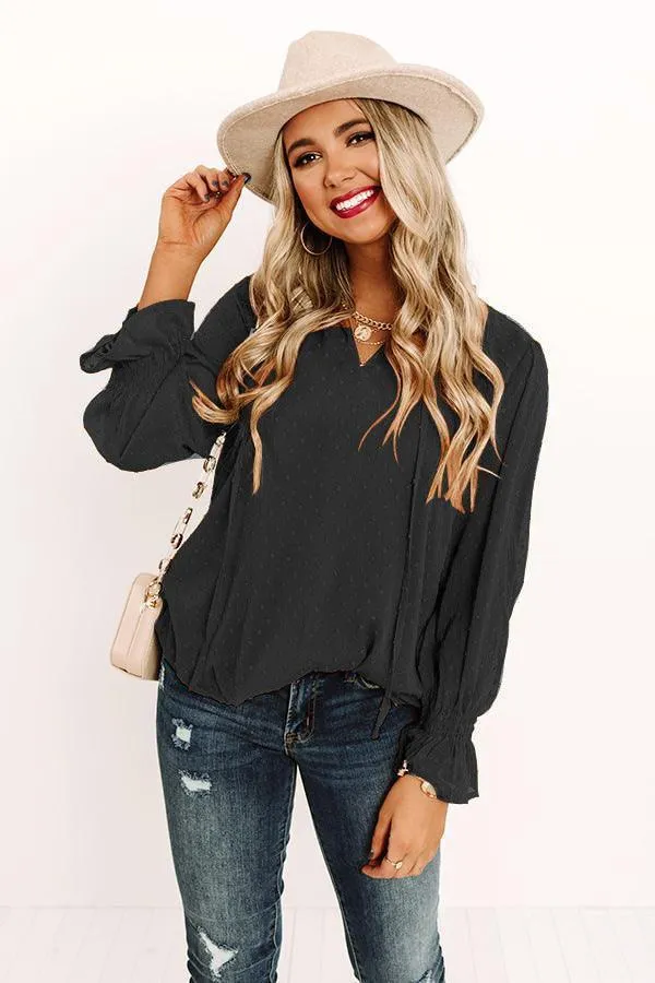 Happier Than I Was Long Sleeve Swiss Dot Blouse