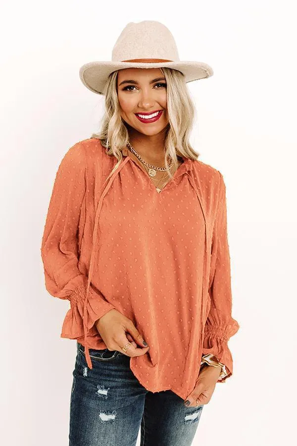 Happier Than I Was Long Sleeve Swiss Dot Blouse
