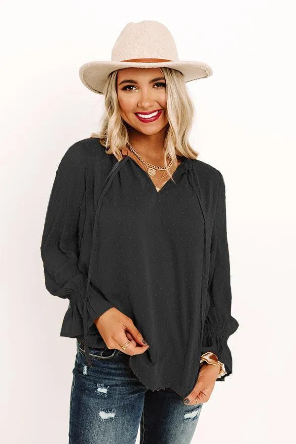 Happier Than I Was Long Sleeve Swiss Dot Blouse