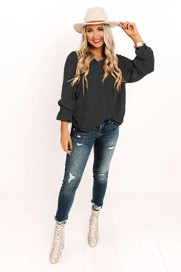 Happier Than I Was Long Sleeve Swiss Dot Blouse