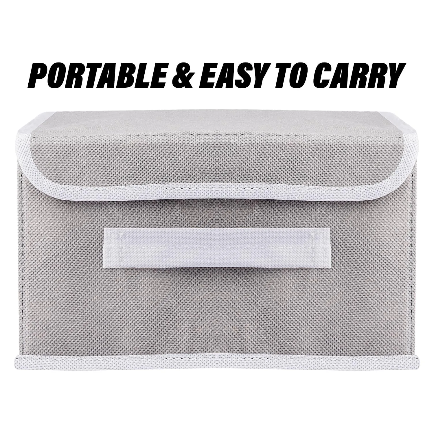 Heart Home Drawer Storage Box | Plain Dhakkan Storage Box | Non-Woven Clothes Organizer For Toys | Storage Box with Handle | Small | Pack of 2 | Gray