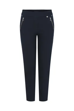 Ink Navy Denim 'Nena' Trousers with Ankle Zips