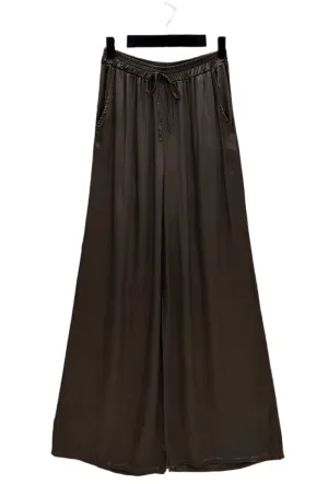 Italian Wide Flowing Trousers In Satin Viscose One Size