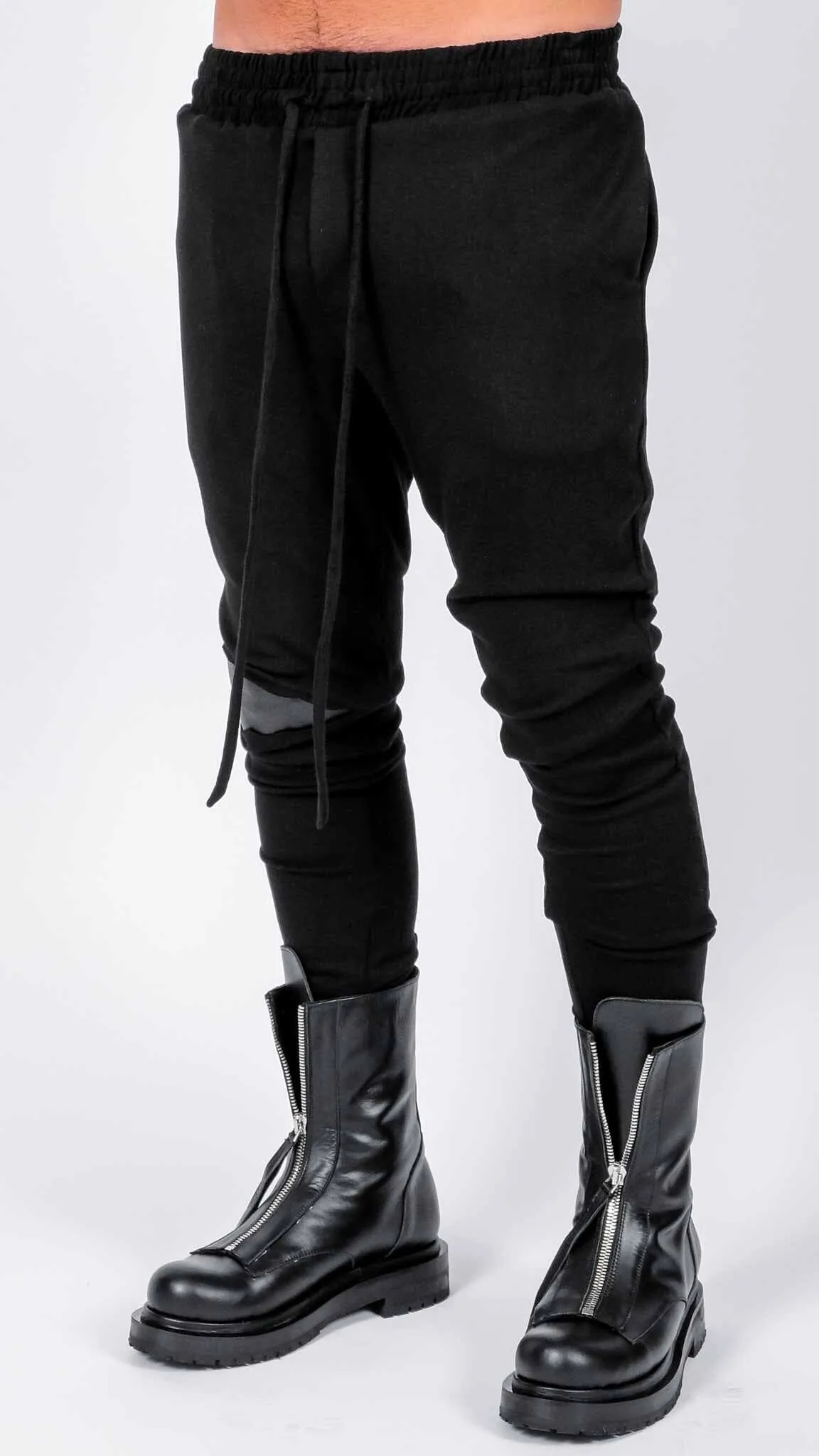 Jersey Trousers with Leather Detail