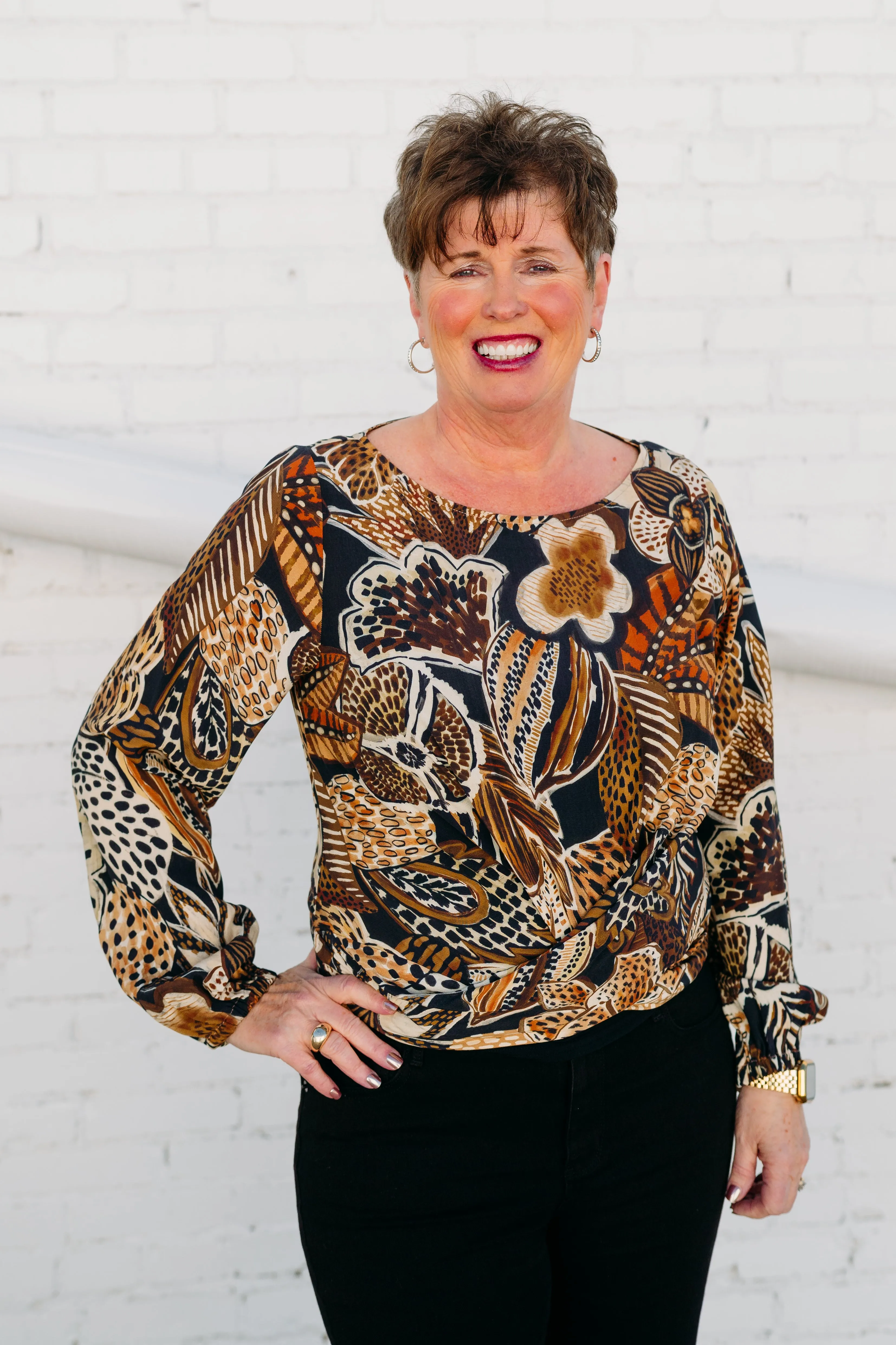 Karen Kane: Boatneck Drape Top in Print 3L12205