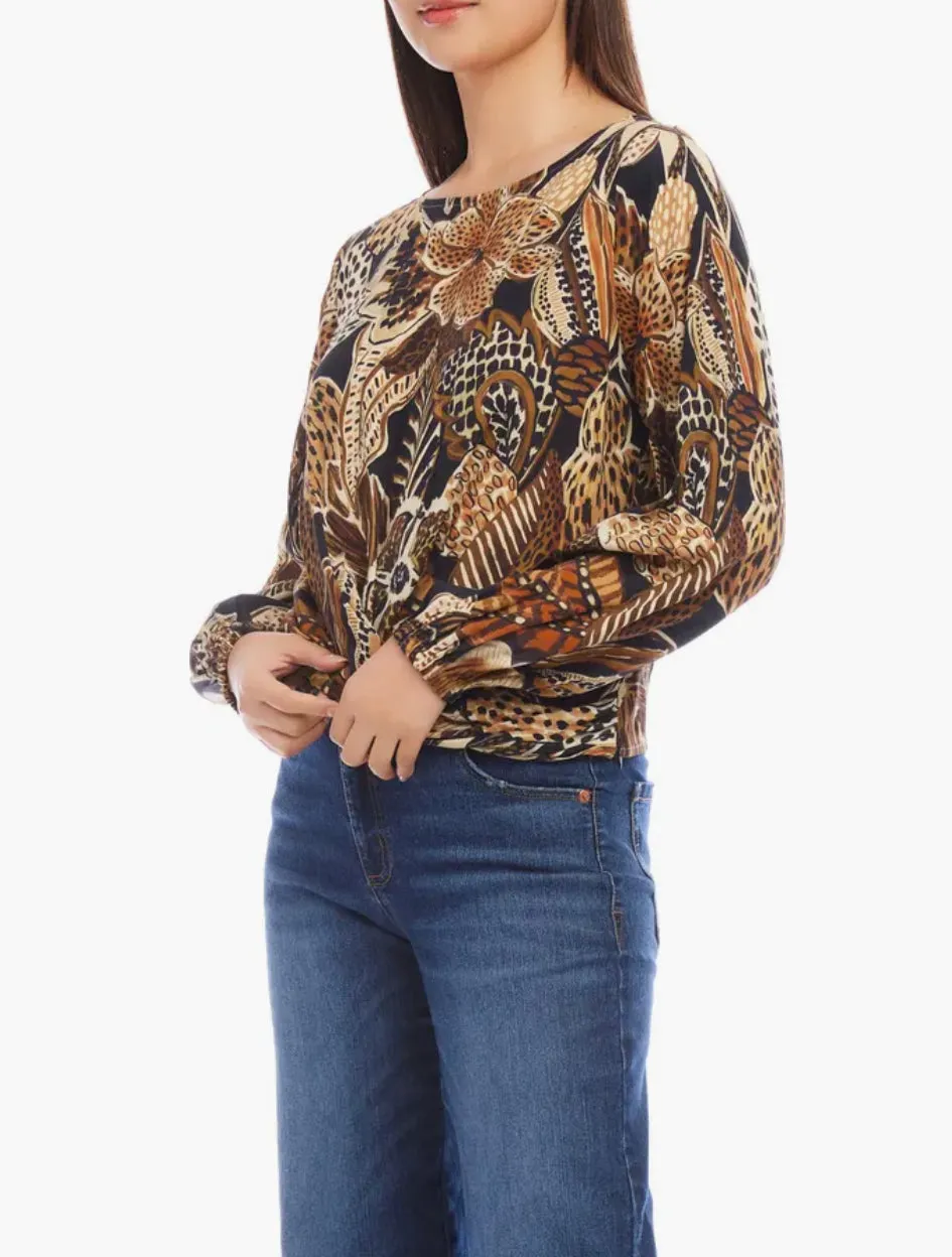 Karen Kane: Boatneck Drape Top in Print 3L12205