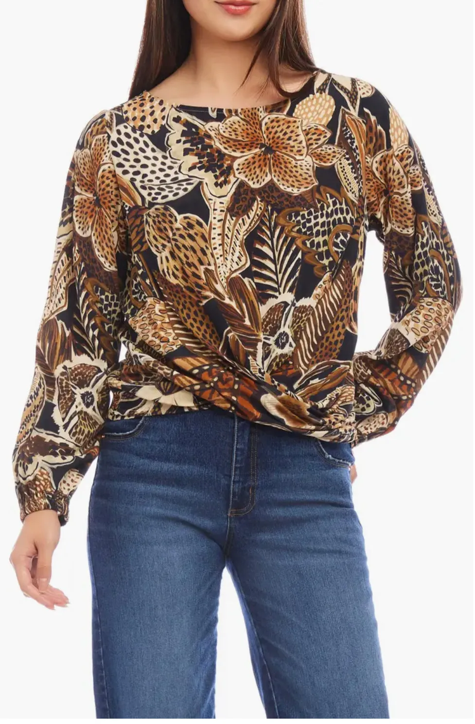 Karen Kane: Boatneck Drape Top in Print 3L12205
