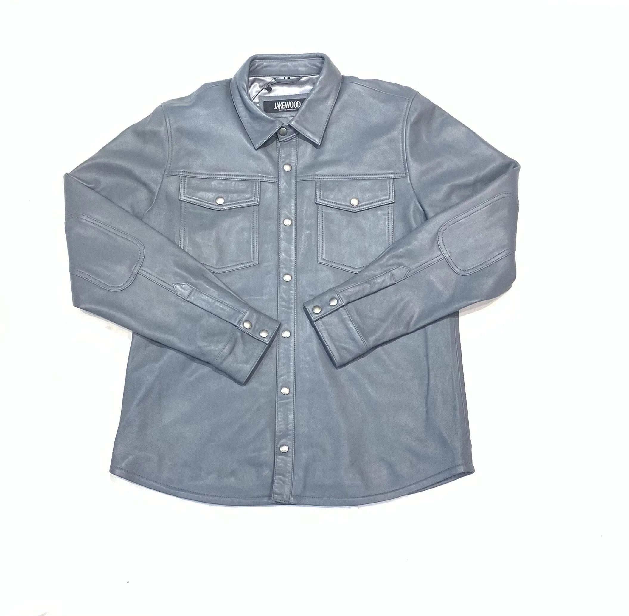 Kashani Men's Grey Lambskin Button-Up Shirt