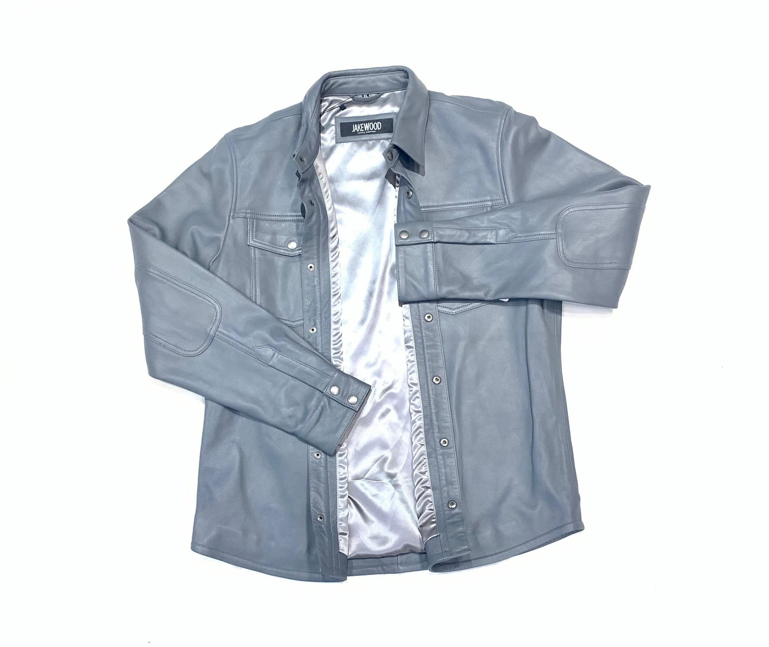 Kashani Men's Grey Lambskin Button-Up Shirt