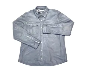 Kashani Men's Grey Lambskin Button-Up Shirt