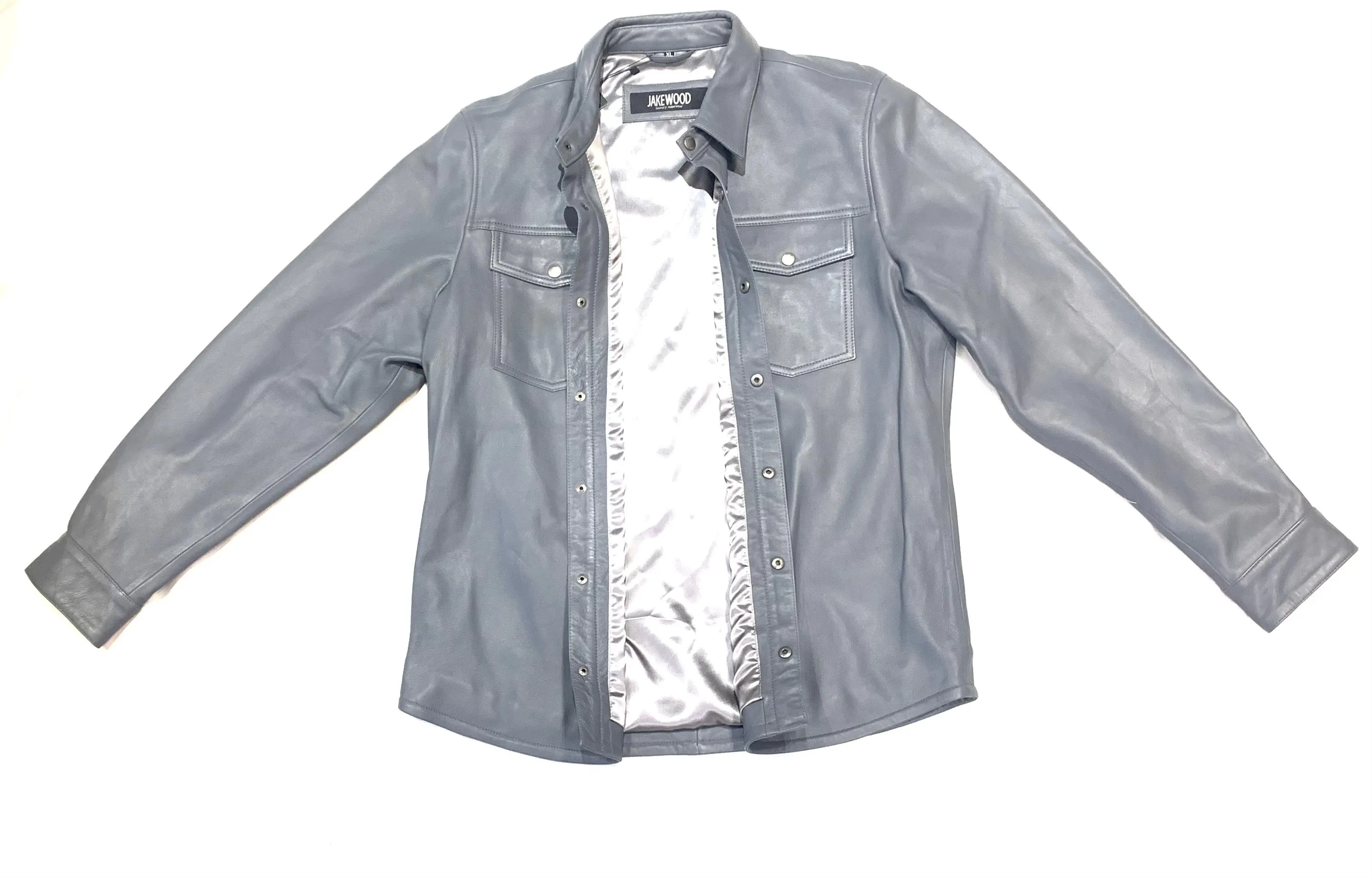 Kashani Men's Grey Lambskin Button-Up Shirt