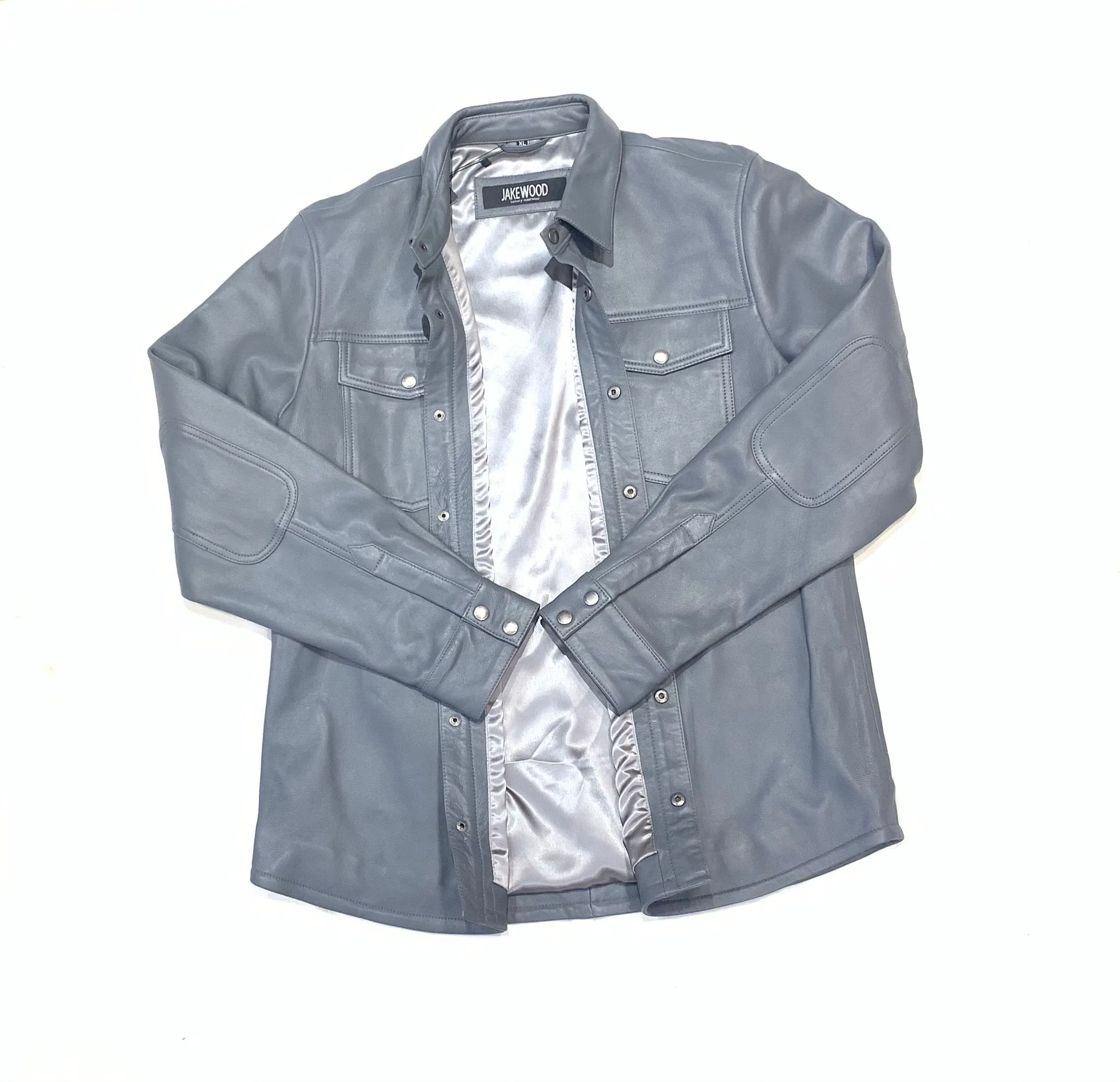 Kashani Men's Grey Lambskin Button-Up Shirt