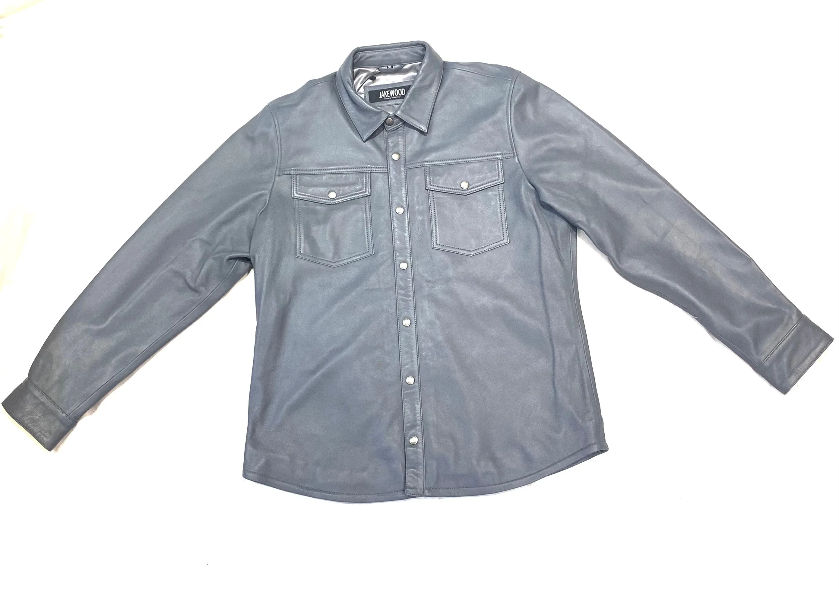 Kashani Men's Grey Lambskin Button-Up Shirt