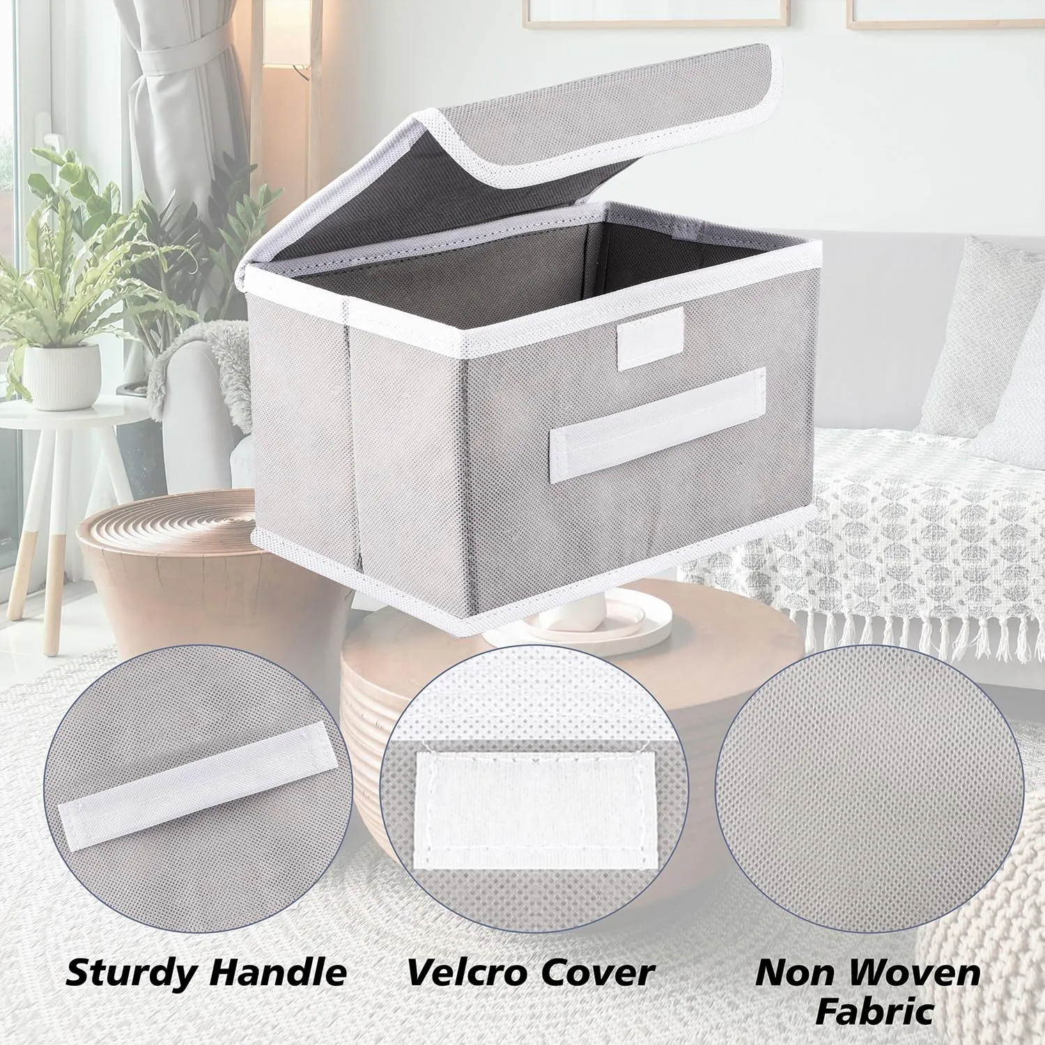 Kuber Industries Drawer Storage Box | Foldable Dhakkan Storage Box | Non-Woven Clothes Organizer For Toys | Storage Box with Handle | Large | Pack of 2 | Green & Gray