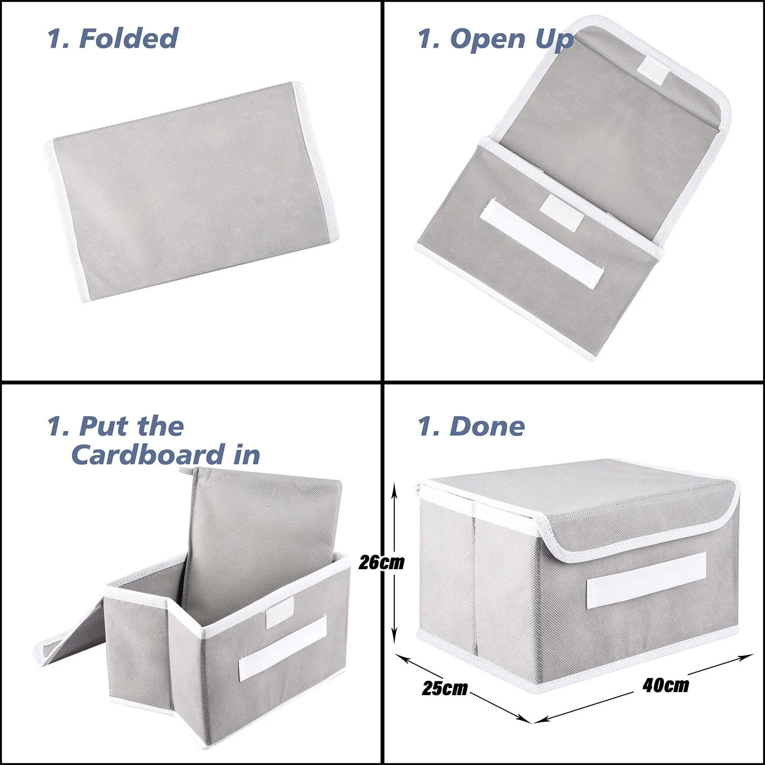 Kuber Industries Drawer Storage Box | Foldable Dhakkan Storage Box | Non-Woven Clothes Organizer For Toys | Storage Box with Handle | Large | Pack of 2 | Green & Gray
