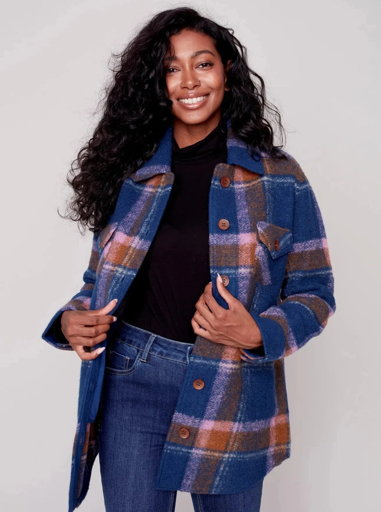 Long Sleeve Shirt Jacket With Pockets [Denim-C6192]