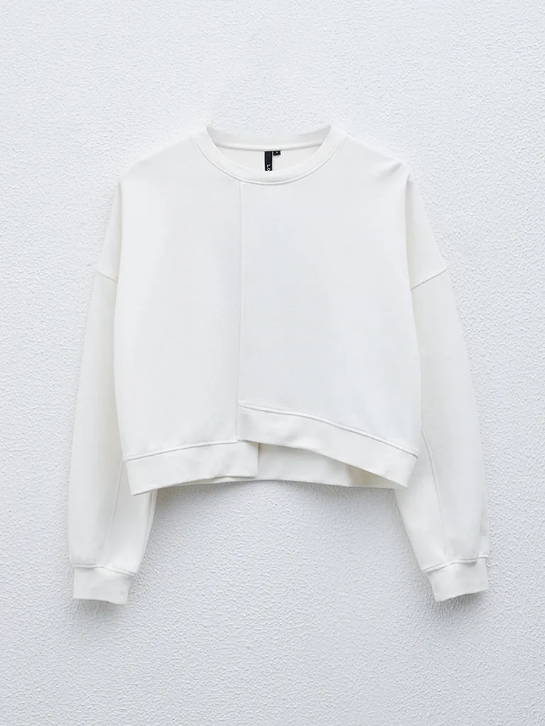LOV Off-White Seam-Detailed Sweatshirt