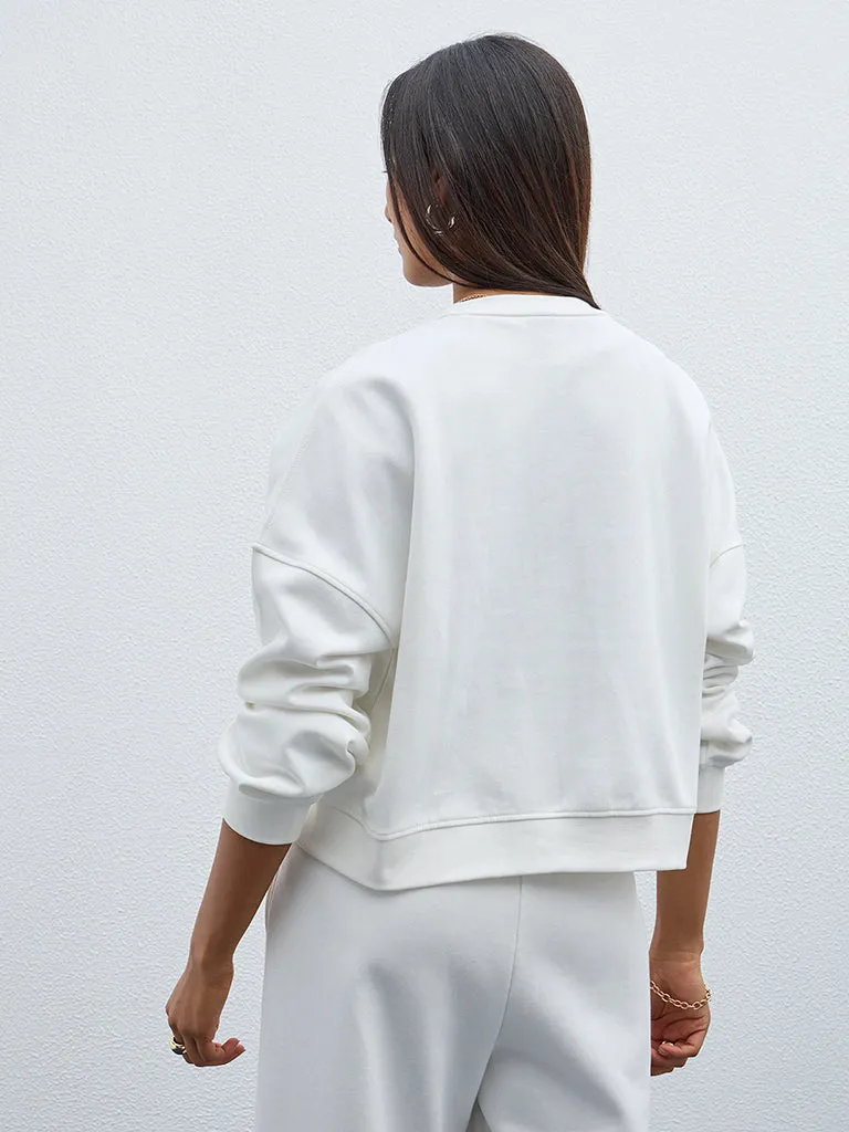 LOV Off-White Seam-Detailed Sweatshirt