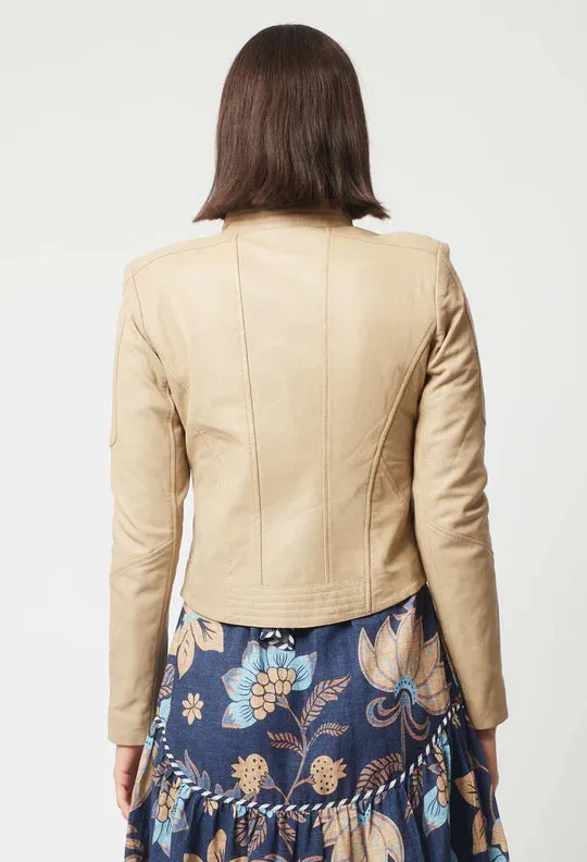 Lyra shoulder panel leather jacket