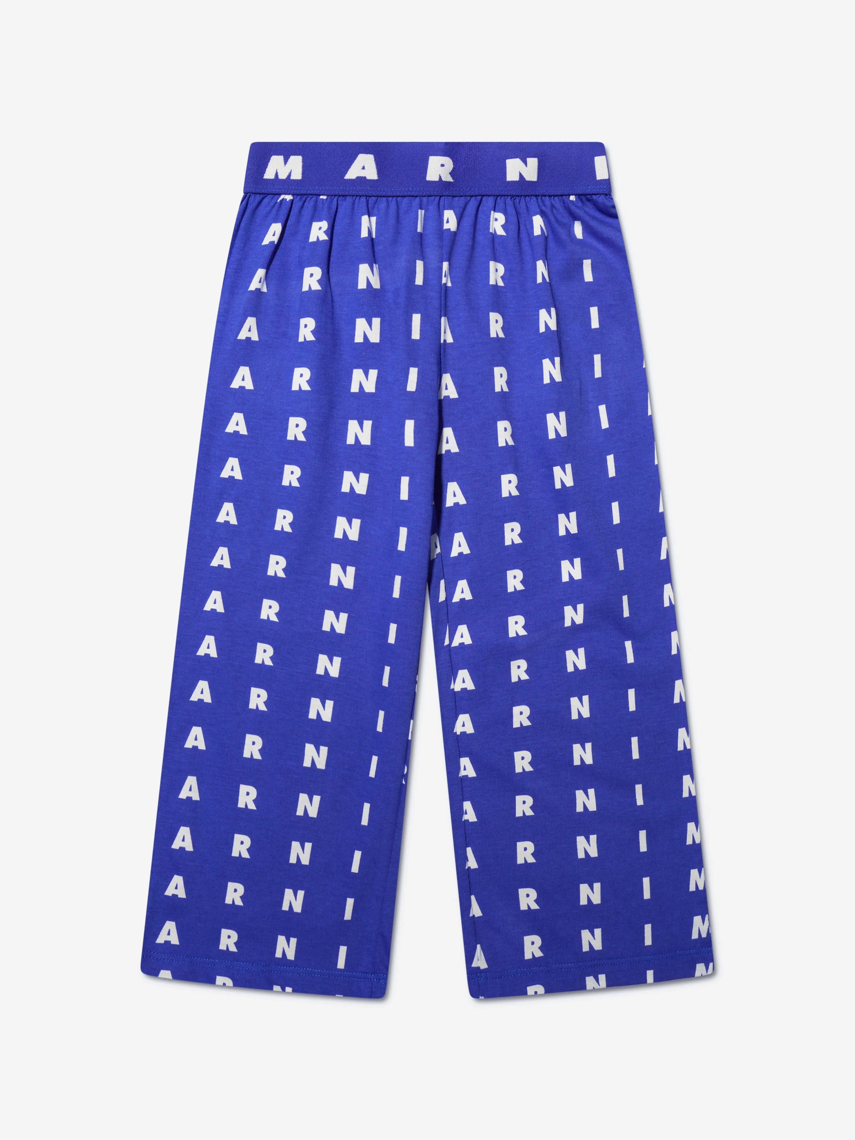 MARNI Girls Logo Print Trousers in Blue