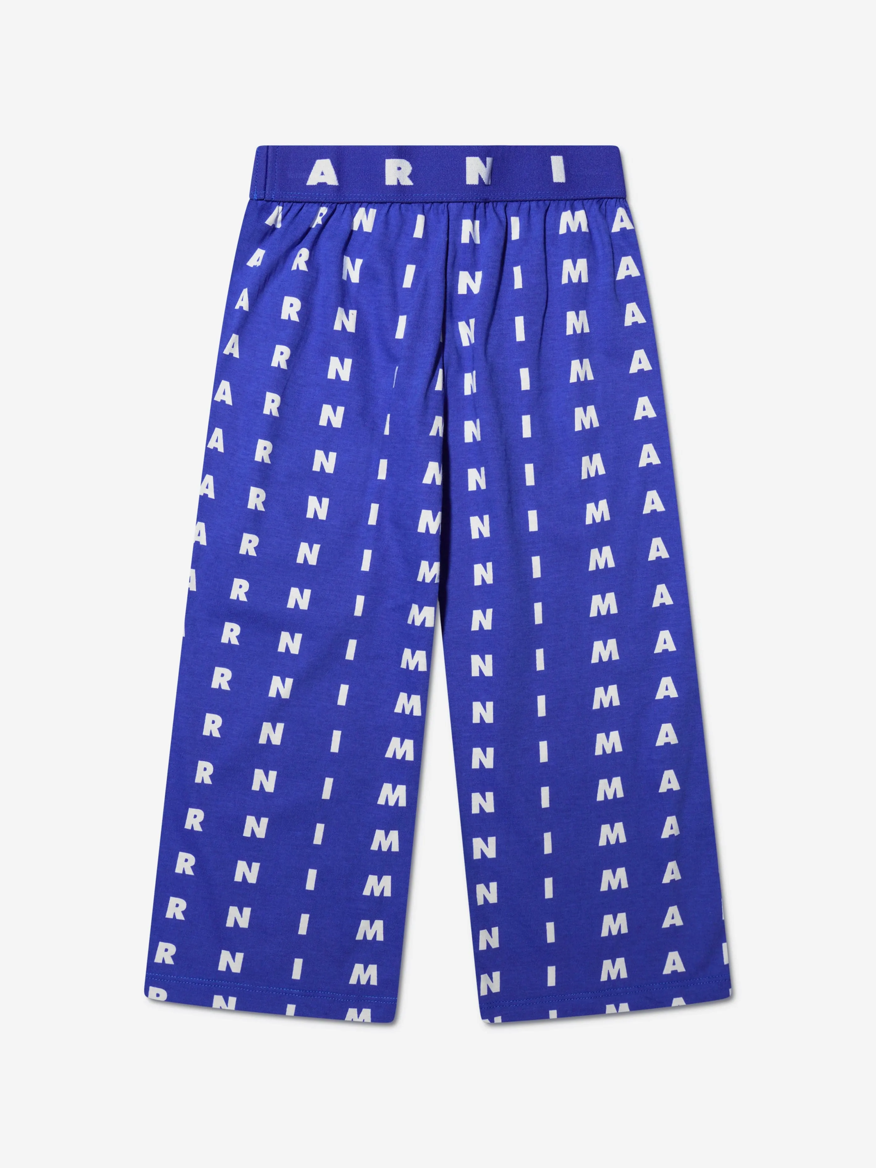 MARNI Girls Logo Print Trousers in Blue