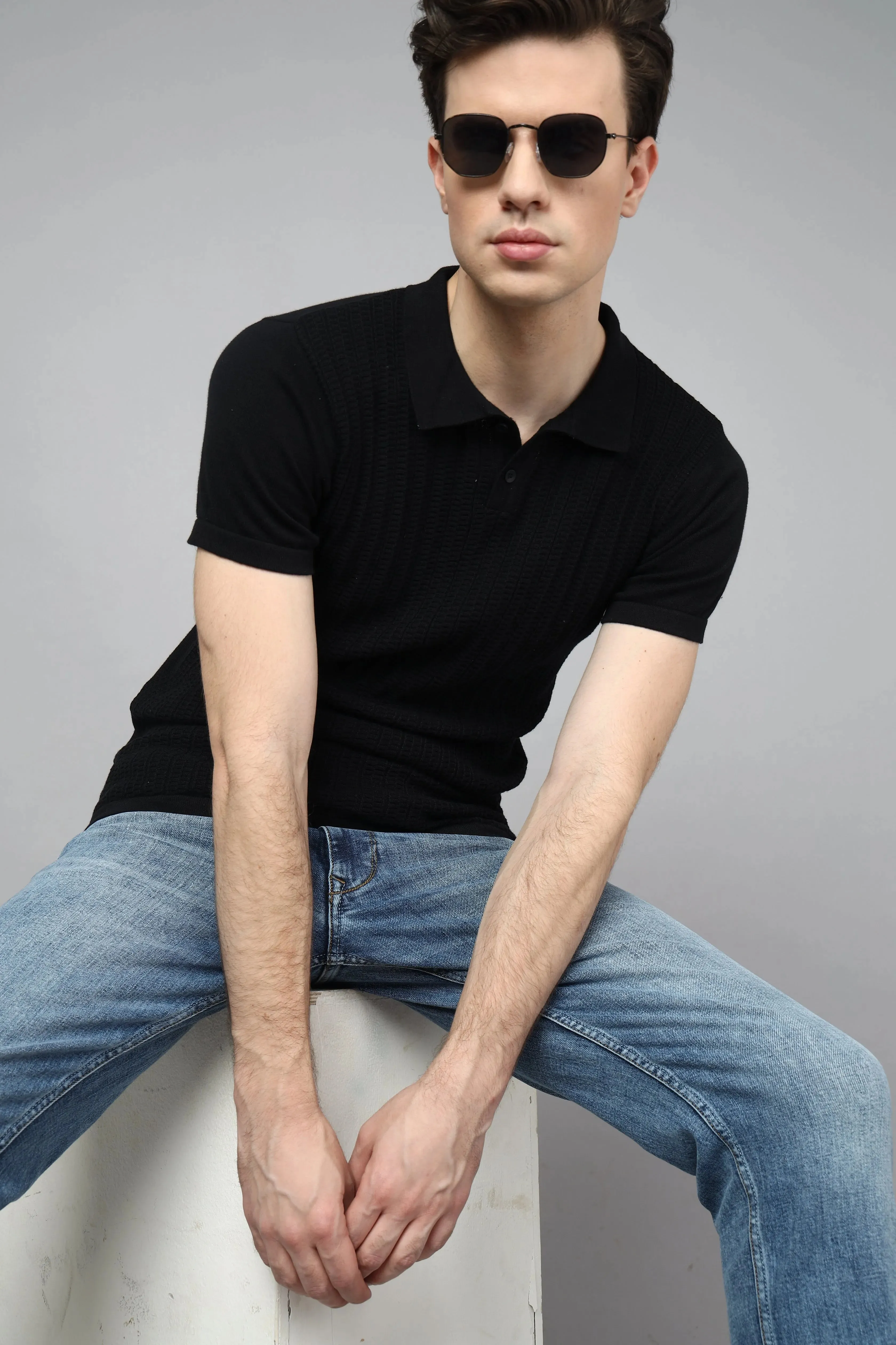 Mystic Shadow Half Sleeve Polo Collared Tshirt
