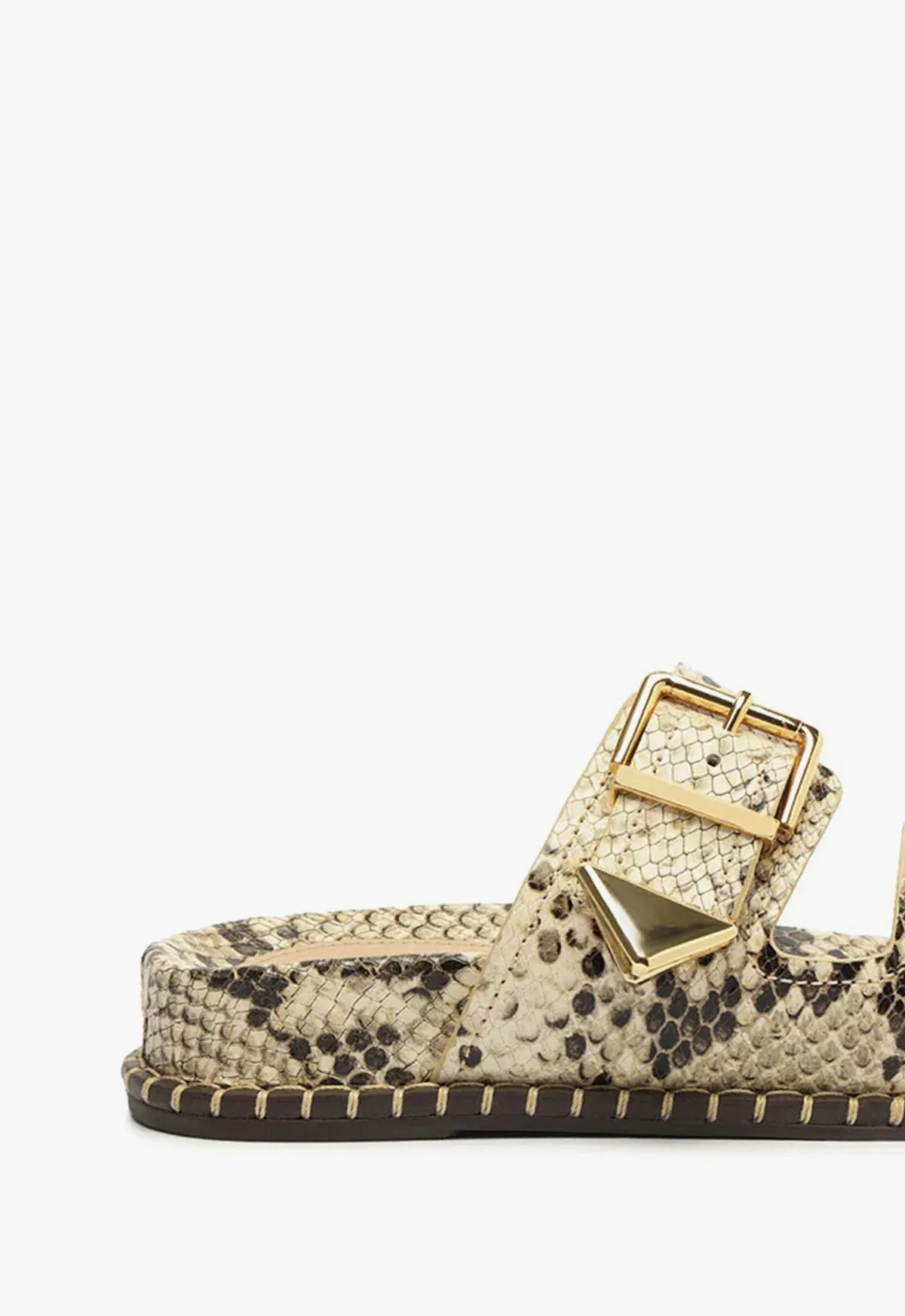 Naomi Sporty Snake-Embossed Leather Sandal