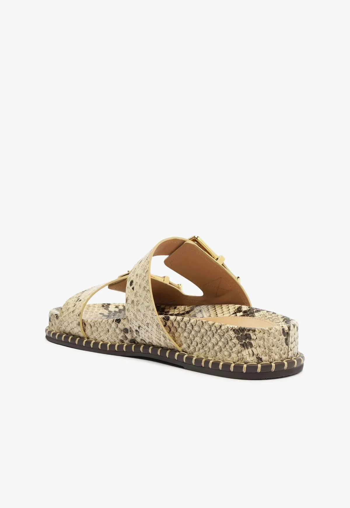 Naomi Sporty Snake-Embossed Leather Sandal