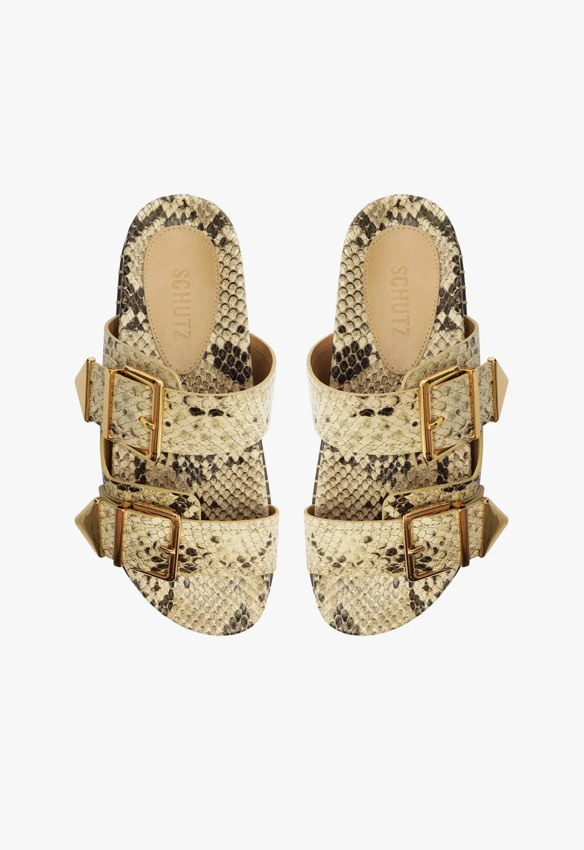 Naomi Sporty Snake-Embossed Leather Sandal