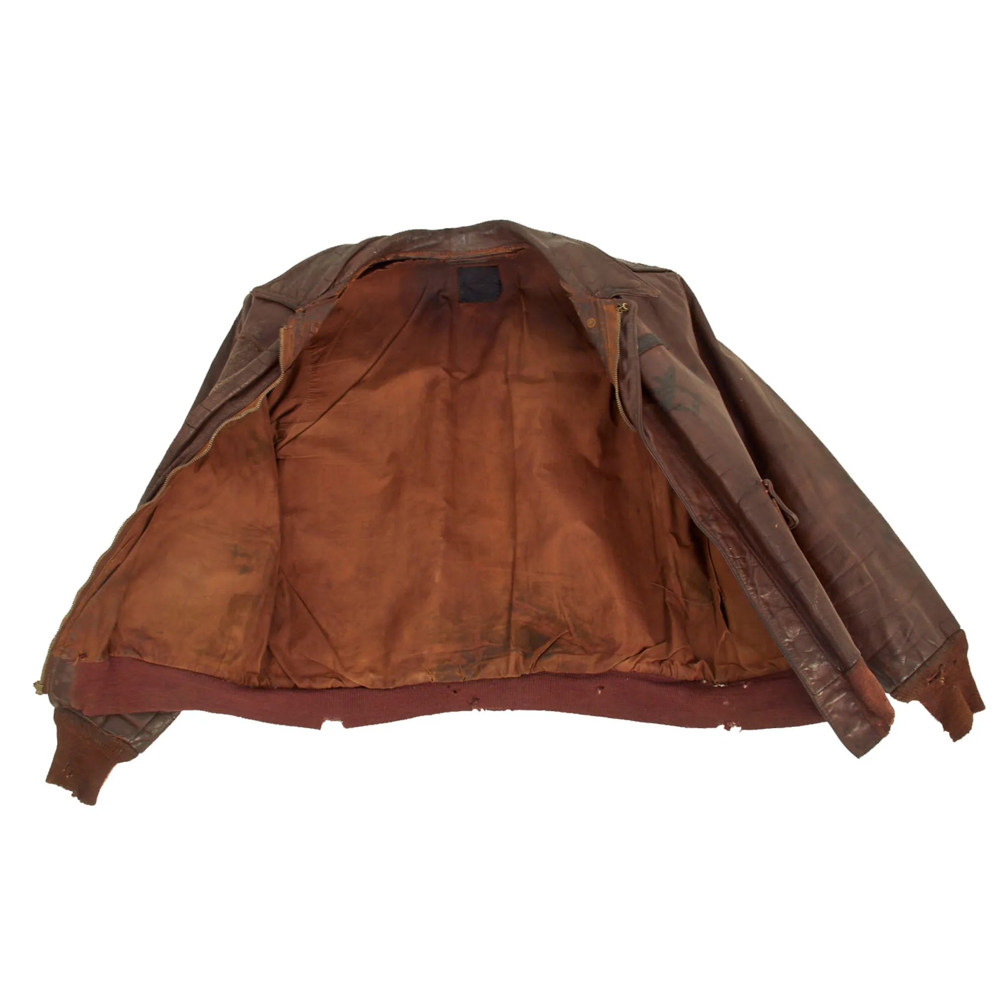 Original U.S. WWII Named Painted A-2 Leather Flight Jacket For Lt Charles W. Stover, 1st Scouting Force then 364th Fighter Group, 384th Fighter Squadron