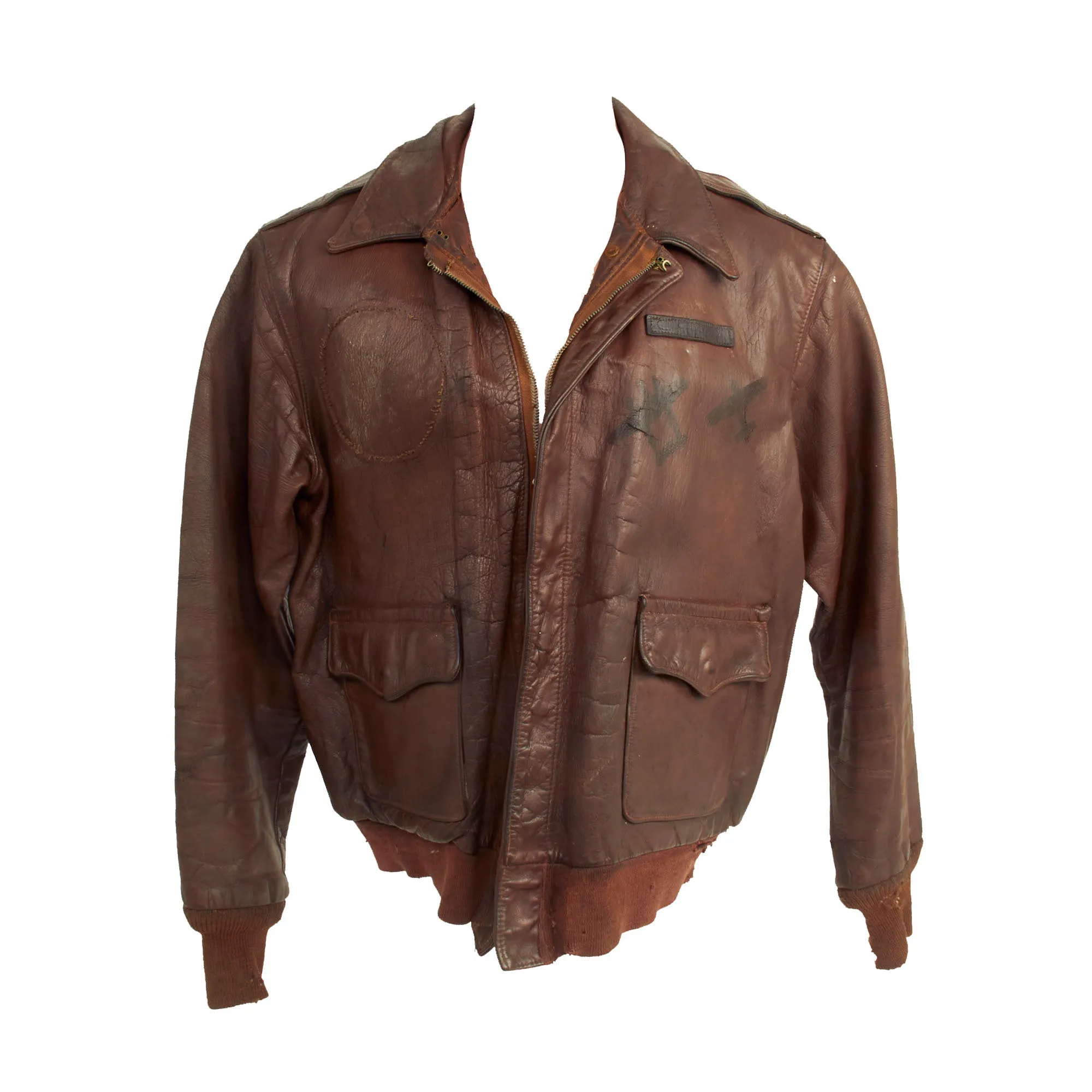 Original U.S. WWII Named Painted A-2 Leather Flight Jacket For Lt Charles W. Stover, 1st Scouting Force then 364th Fighter Group, 384th Fighter Squadron