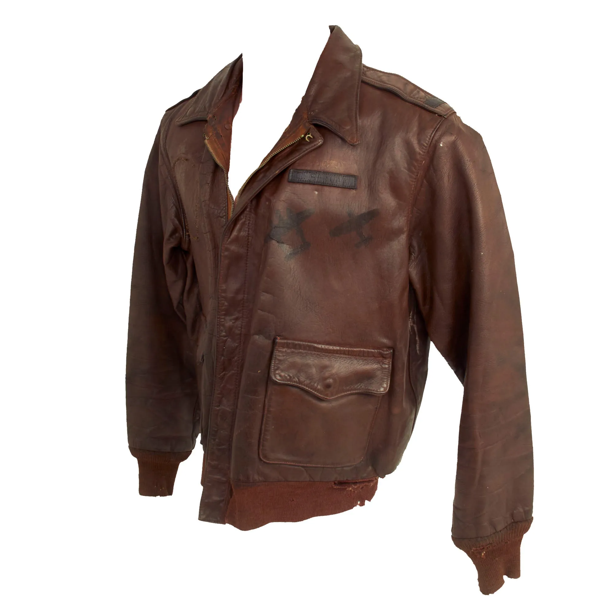 Original U.S. WWII Named Painted A-2 Leather Flight Jacket For Lt Charles W. Stover, 1st Scouting Force then 364th Fighter Group, 384th Fighter Squadron