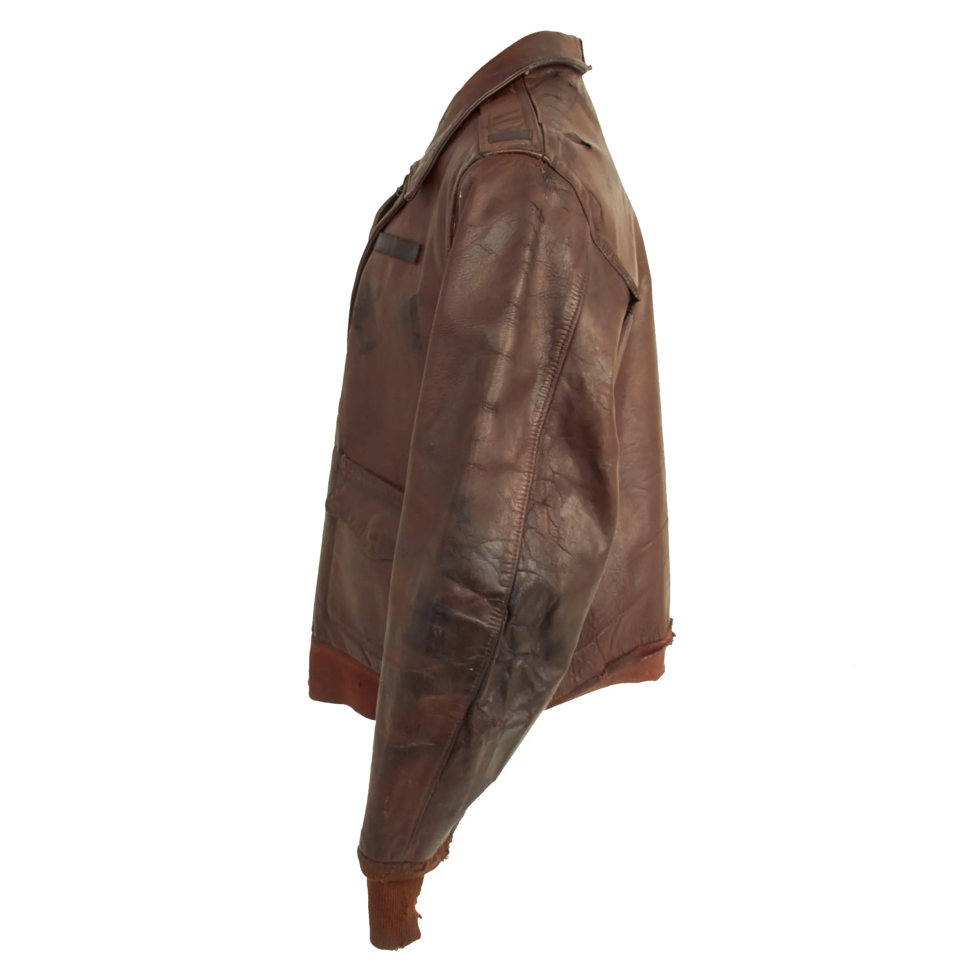 Original U.S. WWII Named Painted A-2 Leather Flight Jacket For Lt Charles W. Stover, 1st Scouting Force then 364th Fighter Group, 384th Fighter Squadron